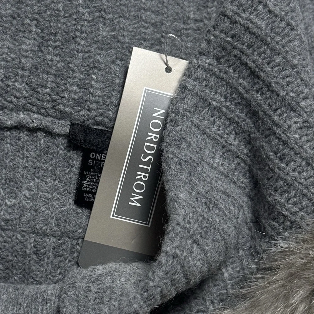 NEW Nordstrom Lamb's Wool Blend Faux Fur Wrap Shawl Cardigan Luxury Chic OS